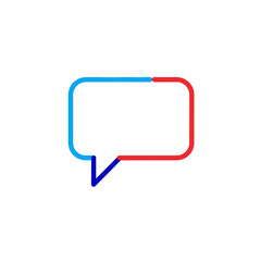 Naklejka premium Modern speech bubble outline with blue and red segments, communication concept