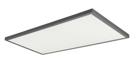 Sleek led ceiling light with a white diffuser and dark gray frame isolated on transparent background