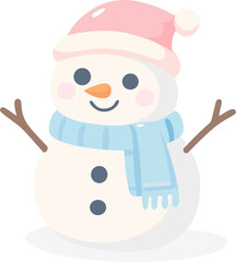 Cute Snowman Soft Color Winter Illustration