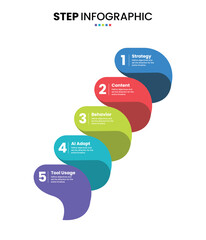 5 step, option, stage or process timeline abstract diagram infographic design