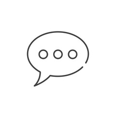 Simple outline speech bubble icon with three dots, representing conversation or thinking