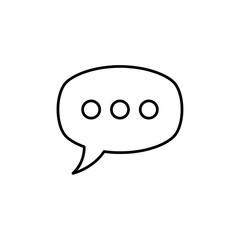 Simple outline speech bubble icon with three dots, representing conversation or thinking