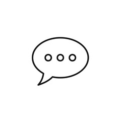 Simple outline speech bubble icon with three dots, representing conversation or thinking