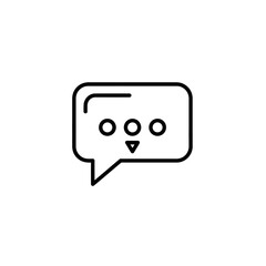 Simple speech bubble icon with three dots and down arrow, communication concept