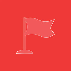 Flag Line Icon on Red Background