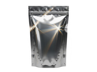 Silver foil pouch isolated on transparent background