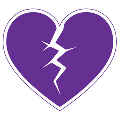 Broken Heart Symbol Purple Broken Heart Icon Isolated on Transparent Background