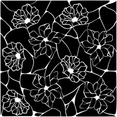 Mosaic flowers in doodle techniques vector illustration 