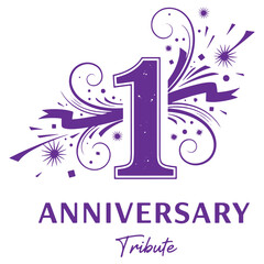 Celebrate the First Anniversary with a Beautiful Tribute Design Featuring Fireworks and Swirls