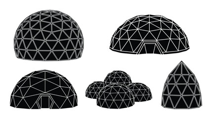 Geodesic domes vector illustration isolated on transparent background line art sketch style © GoDesigner
