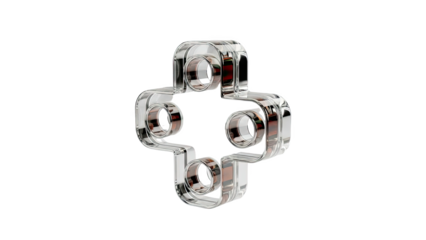 Abstract Glass Cross Shape with Red Interior