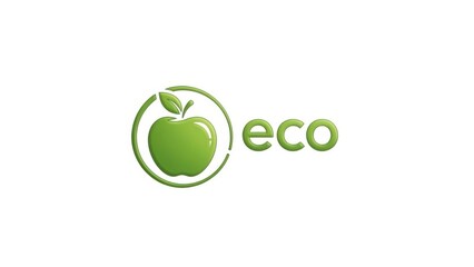 Vibrant green apple eco-friendly logo design symbolizing fresh natural organic products for