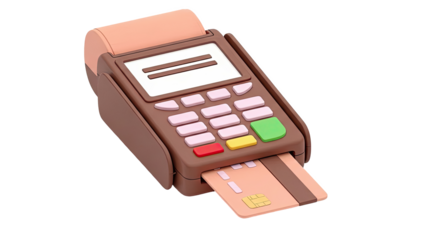 3D Render of a Credit Card Machine with Card Inserted