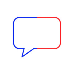 Fototapeta premium Speech bubble icon with red and blue outline, communication concept, isolated on white
