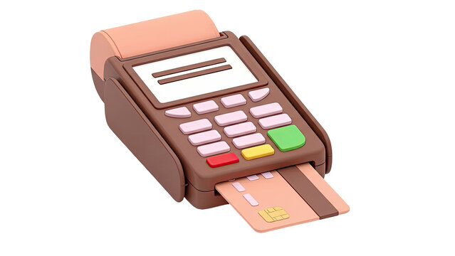 3D Render of a Credit Card Machine with Card Inserted - Powered by Adobe