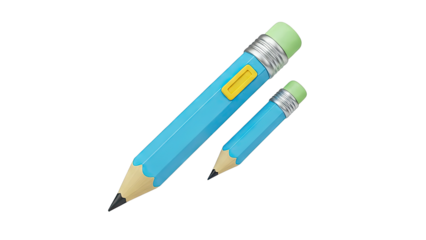Blue Pencils with Erasers Isolated on White Background