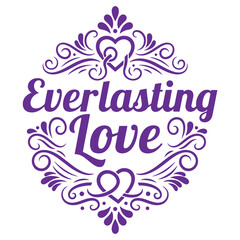 Elegant Everlasting Love Graphic Design with Ornate Heart Shapes and Swirls