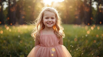 Young girl smiling in a garden