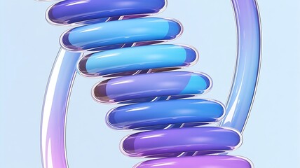 DNA helix inspired structure with glossy blue and purple spheres