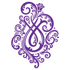 Intricate Purple Floral Design Decorative Element Isolated on Transparent Background