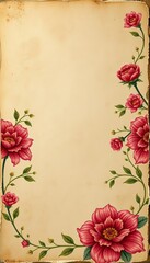 Aged paper texture with subtle floral motifs and distressed edges ,  aged paper,  decorative