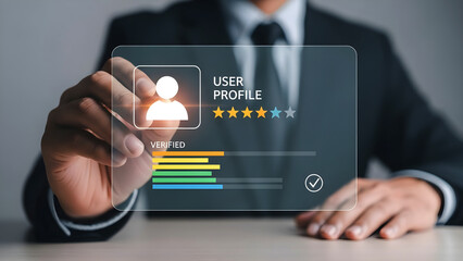 Digital User Profile Rating Customer Review and Feedback Business Concept