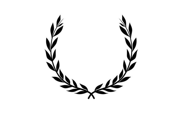 4K animation of Minimalist black laurel wreath. symbolizing victory, award, and achievement.