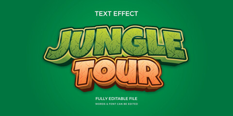Jungle tour text effect on green background for travel and adventure promotions