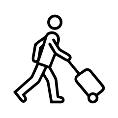 A passenger rolling bag icon bold outline vector illustration design