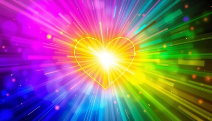 A vibrant, energetic heart radiating light and joy,  love,  lively