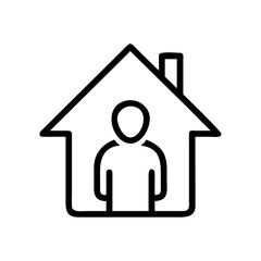 A person in home icon bold outline vector illustration design