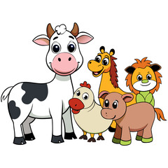 Cartoon animals gathering