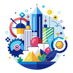 Innovative cityscape with technological elements