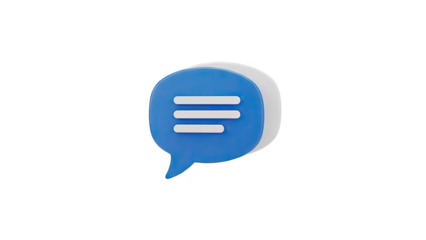 3D Blue Speech Bubble Icon with White Lines