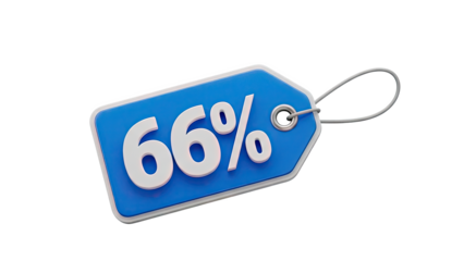 3D Blue Price Tag Showing 66% Discount