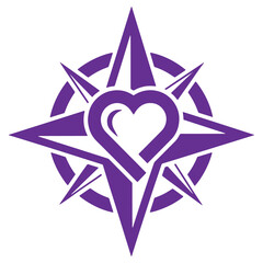Purple Star with Heart Symbol Design  Abstract Graphic Element for Branding and Design Projects