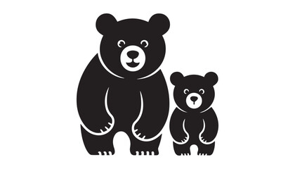 Obraz premium black color teddy bear silhouette vector illustration, solid white background