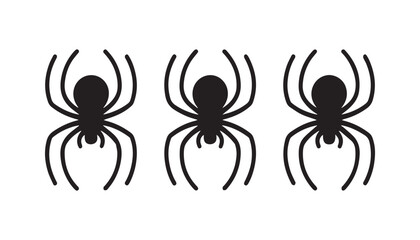 black color spider set silhouette vector illustration, solid white background