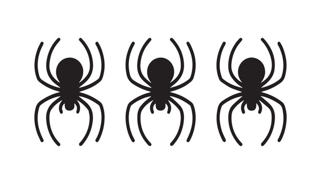 black color spider set silhouette vector illustration, solid white background
