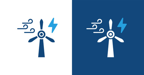 Wind Energy Glyph Duotone, with light and dark background © pinky