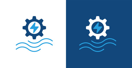 Hydropower Glyph Duotone, with light and dark background © pinky