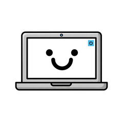 Happy Laptop Icon.