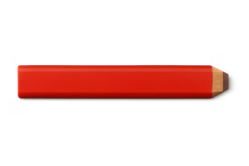 Red carpenter pencil with flat lead on transparent background