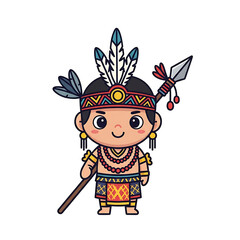 Cartoon Native Warrior. (2)