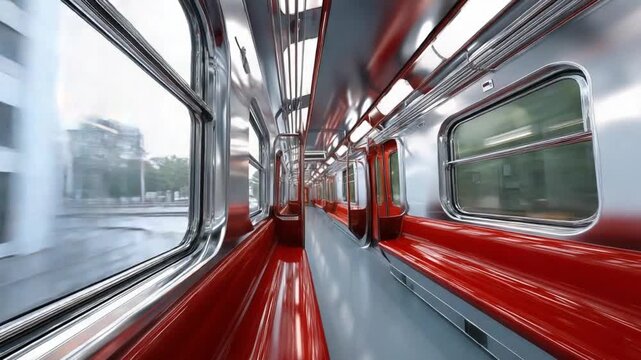 Inner Journey: Capturing the dynamic interior of a train in motion, this image evokes the essence of transit, travel, and the urban commute.