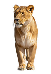Obraz premium A lioness standing confidently on transparent background