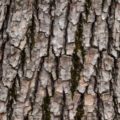 Close up of tree bark with a rough cracked texture.