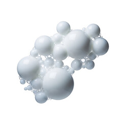 A cluster of white bubbles of various sizes on a transparent background
