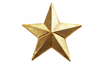 A gold star emblem on transparent background, symbolizing excellence and achievement