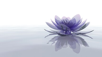 Obraz premium Purple lotus flower floating on calm water with reflection 